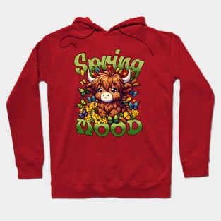 Cute Highland Cow with Butterflies and Flowers Hoodie